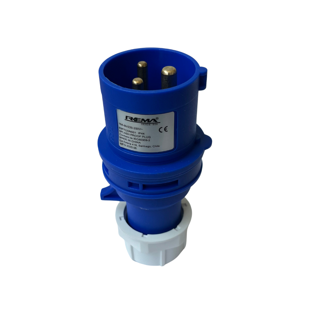 Enchufe Industrial Macho Volante Mono 3 x 16 Amp