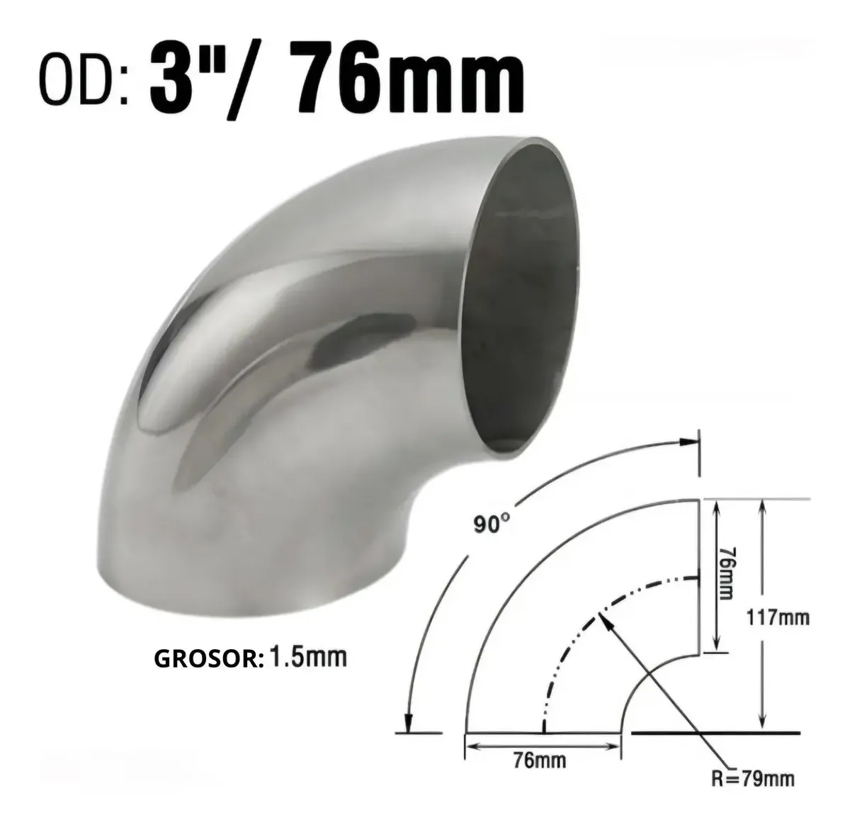 CODO AC. INOX. 3 X 1.65 SMS