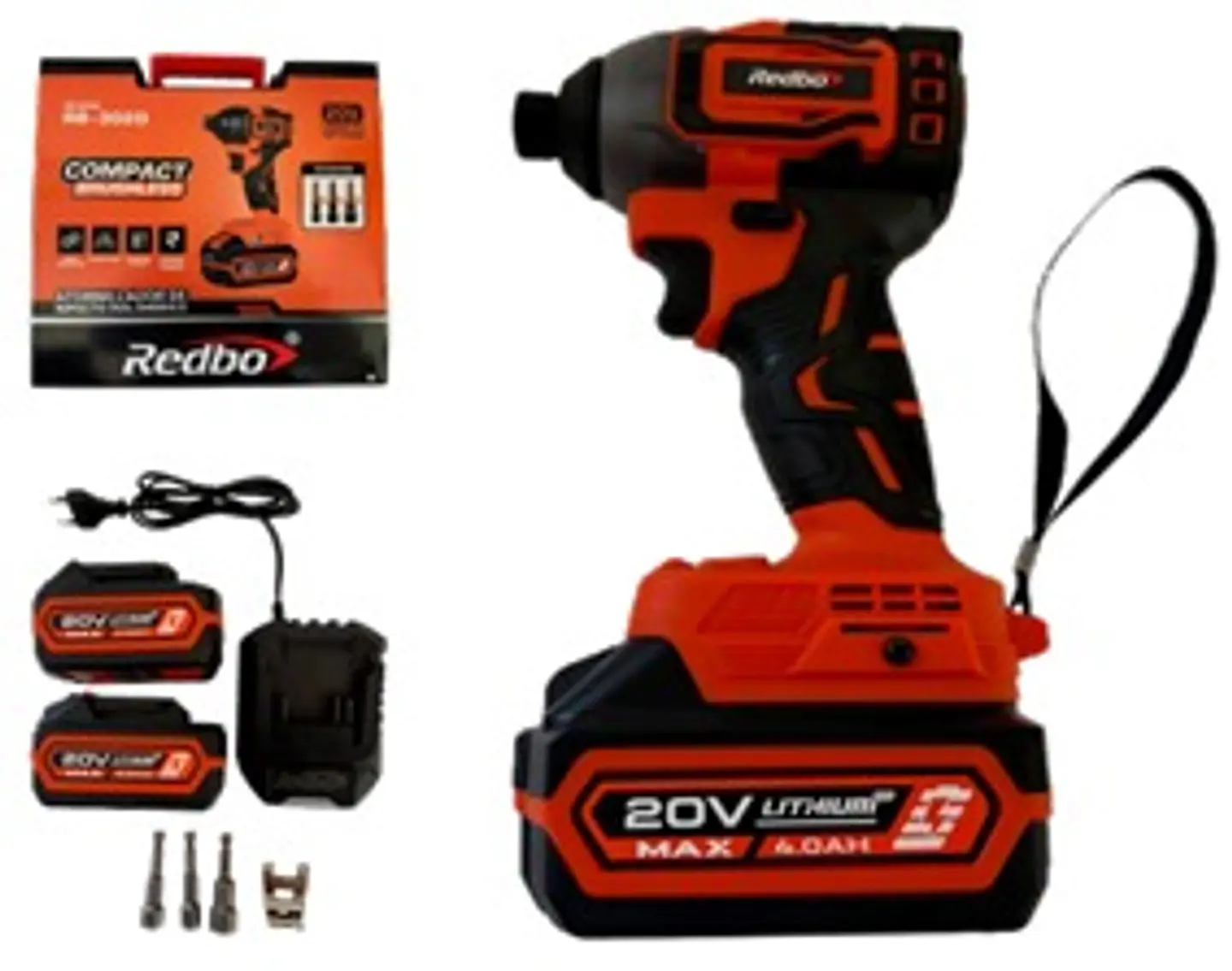 Atornillador / Llave de Impacto Inalámbrica Redbo 20V Brushless (RB-302D) Encastre 1/2" + 2 Baterías 4.0Ah